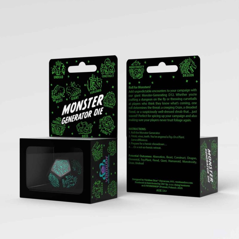 Monster Generator Die, Brettspiel-Zubehör, Würfel-Set, Neon-Grün, Verpackungskunst