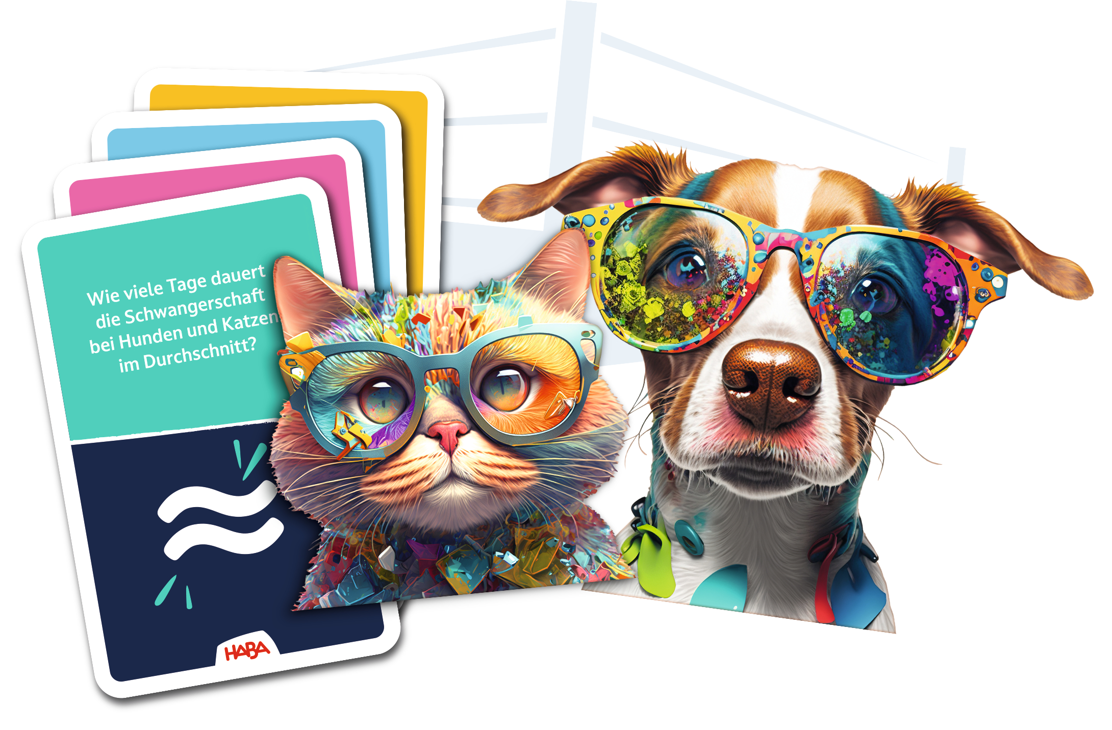 Team Quiz Challenge - Katzen vs Hunde Tier-Brille, Sonnenbrille, Tiermotiv, Katzenfreund, Dog-Cat-Illustration