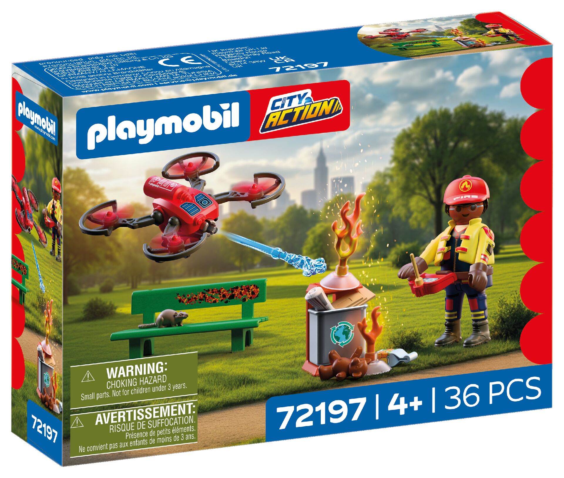 Playmobil: City Action - Feuerwehr-Löschdrohne Playmobil, Drohne, Feuer, Minifigur, Parkszene
