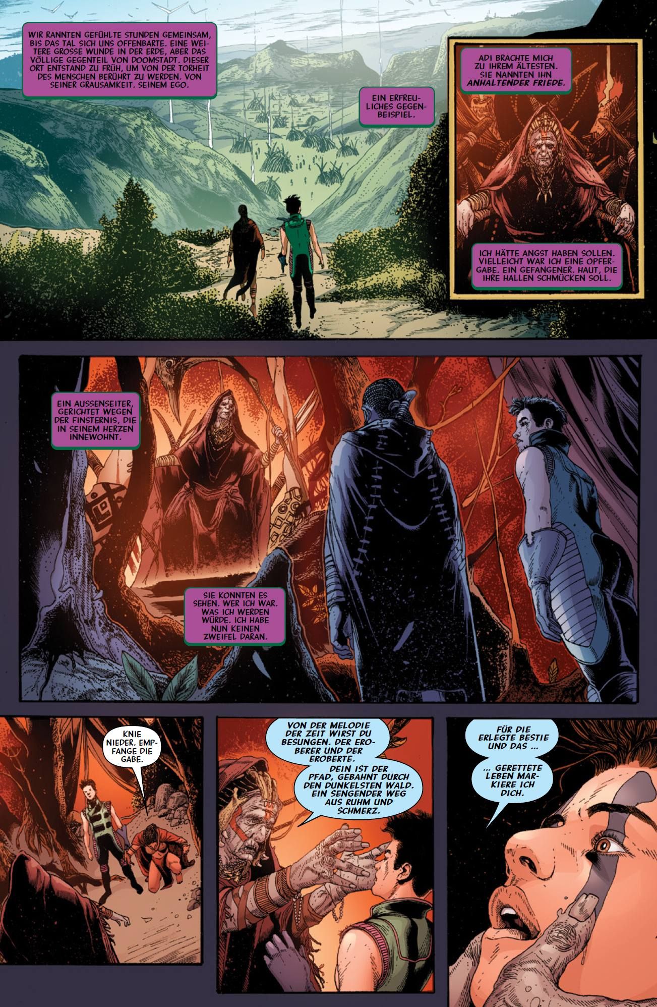 Comic, Höhle, Charaktere, Kapuze, Dialogpanel