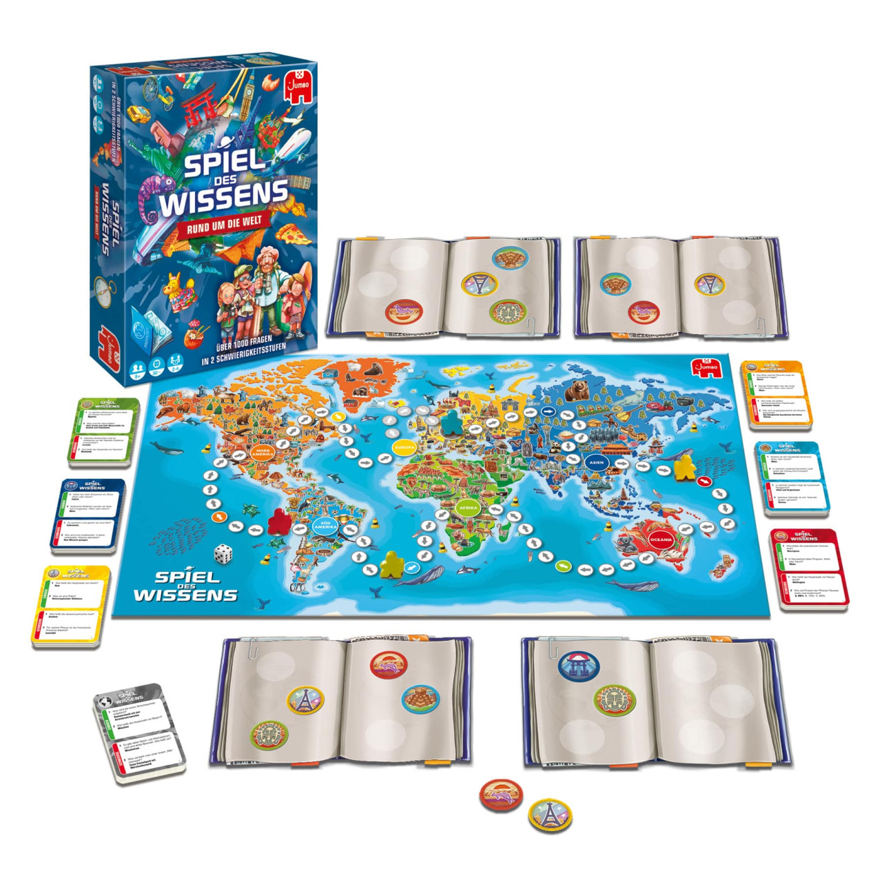 Reisespiel, Wissensspiel, Weltkarte, Spielmaterial, Karten