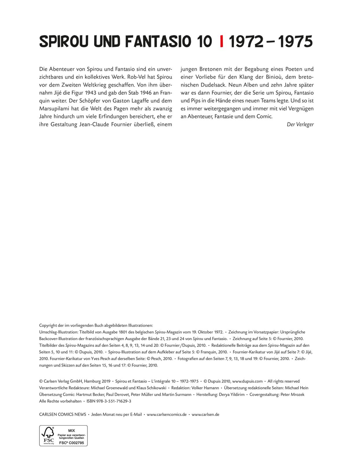 Spirou & Fantasio Gesamtausgabe Bd.10: 1972 & 1975 Spirou & Fantasio Gesamtausgabe Bd.10: 1972 & 1975