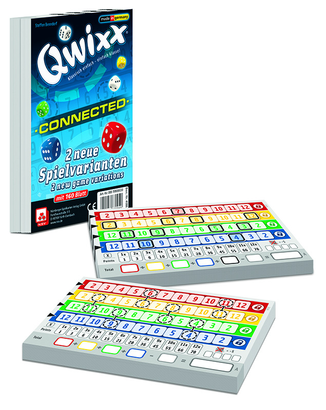 Qwixx, Würfelspiel, 2 Varianten, Mehrfarbig, Spielplan