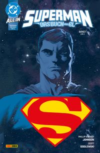Superman, Comiccover, Cape, Logo-Emblem, Farbkombination blau/rot