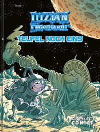 Comic, Weltraum, Astronaut, Mond, Roboter