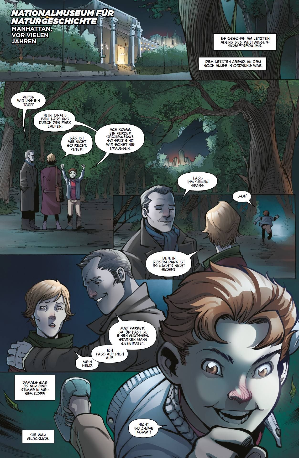 Comic, Stadtpark, Nacht, Wald, Dialoge