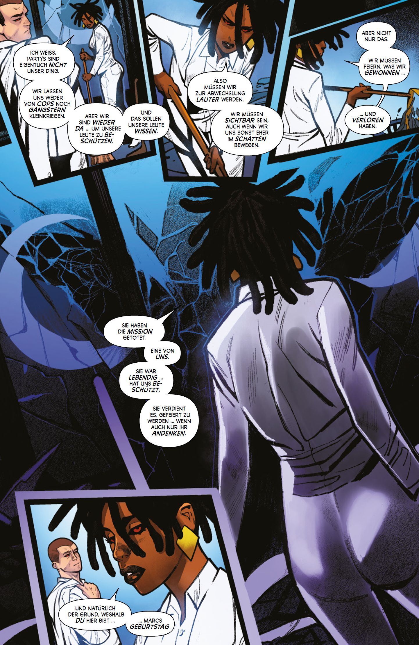 Moon Knight: Die Faust des Khonshu Bd.3 comics, panels, character, dreadlocks, purple dress