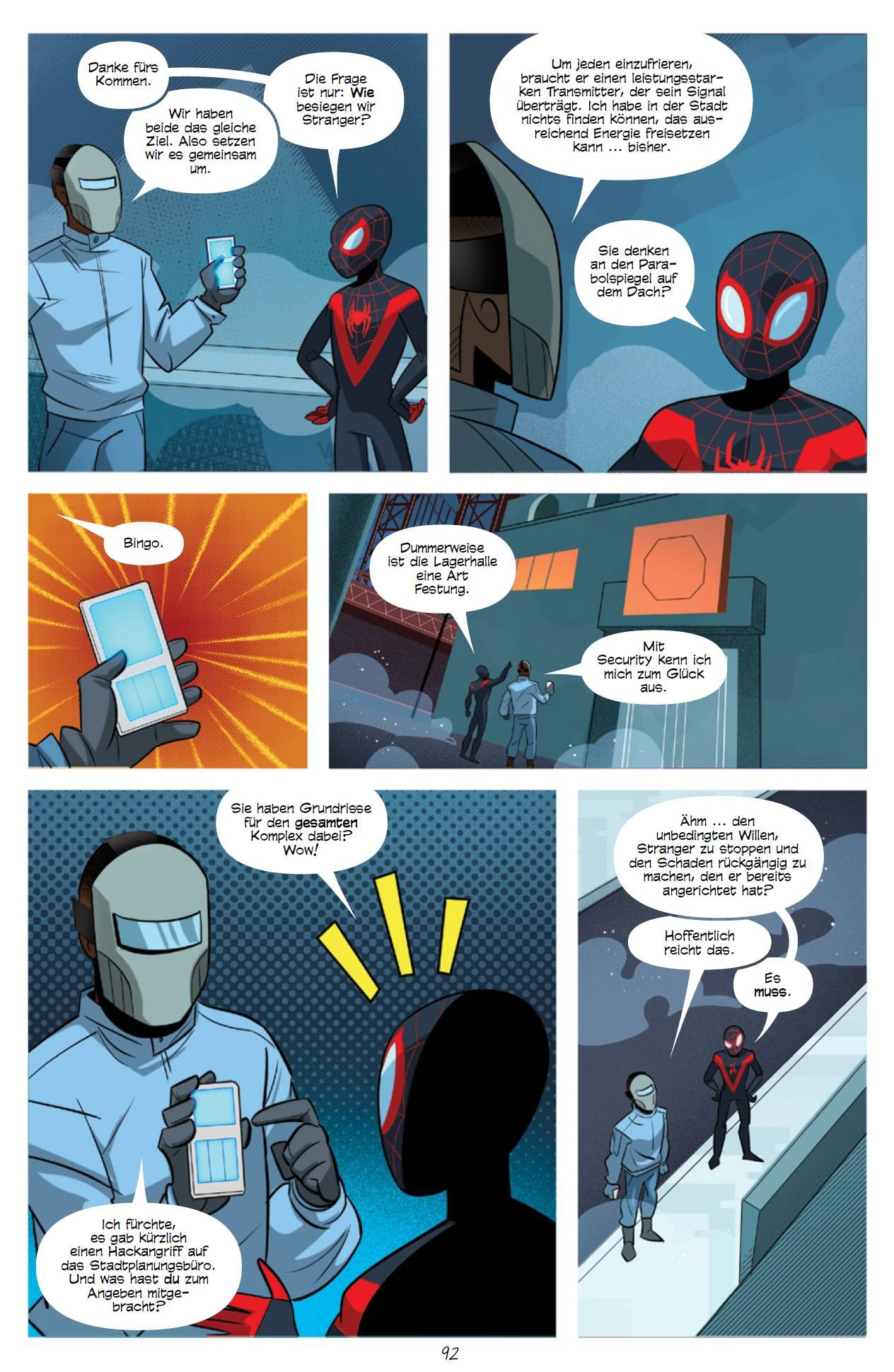 Spider-Man: Miles Morales - Frostige Zeiten comics, spider-man, scientists, two characters, panels
