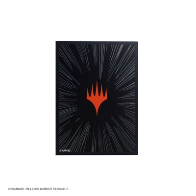 Gamegenic: Magic Marvel Superheroes Premium Double Sleeving Pack (105 +105) Comic schwarz poster, kunstdruck, dunkler hintergrund, orangesymbol, bildkunst
