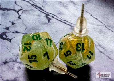 Stud Earrings/Ohrstecker Marble Green Mini-Poly d20 Pair Stud Earrings/Ohrstecker Marble Green Mini-Poly d20 Pair