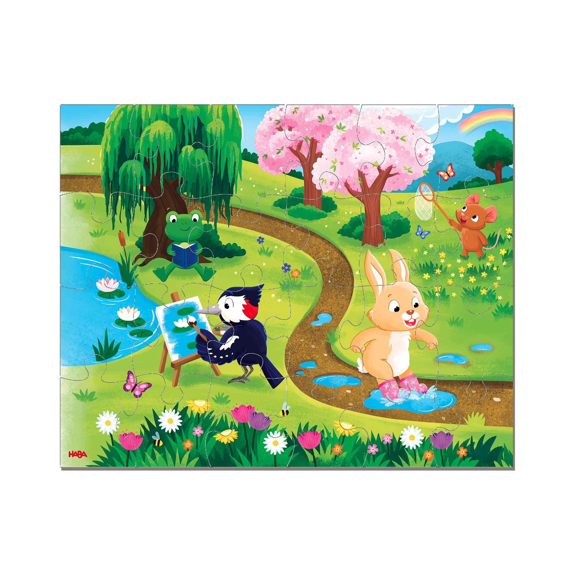 4 Puzzles - Jahreszeiten Puzzle, Kinderpuzzle, Landschaft, Tiermotiv, Flussweg