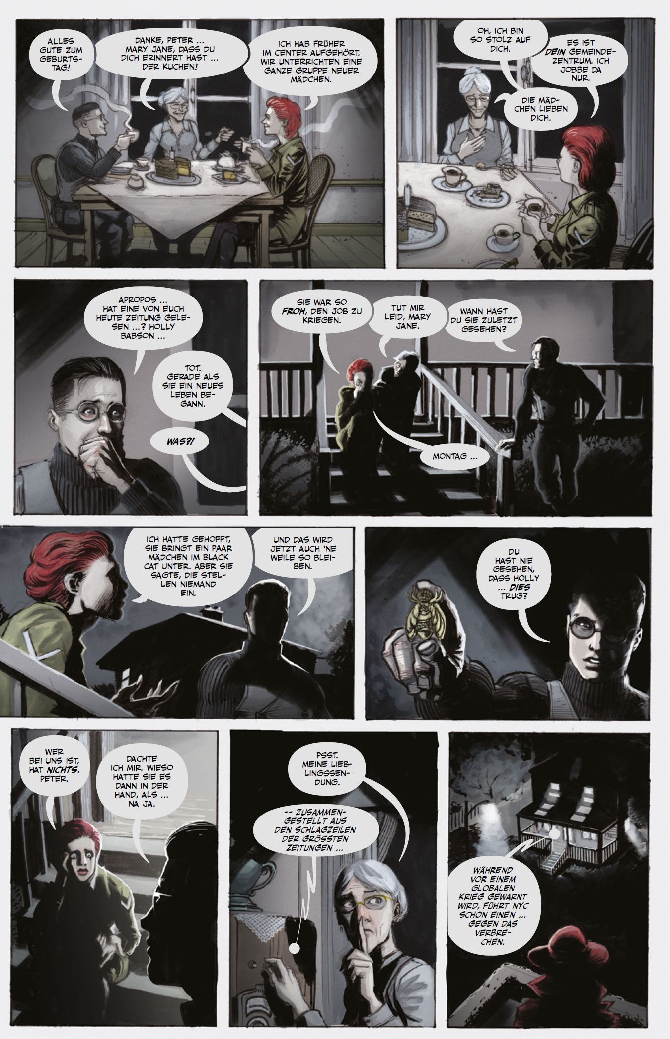 Comic, Panel, Dämonen, Stadt, Schwarzweiß