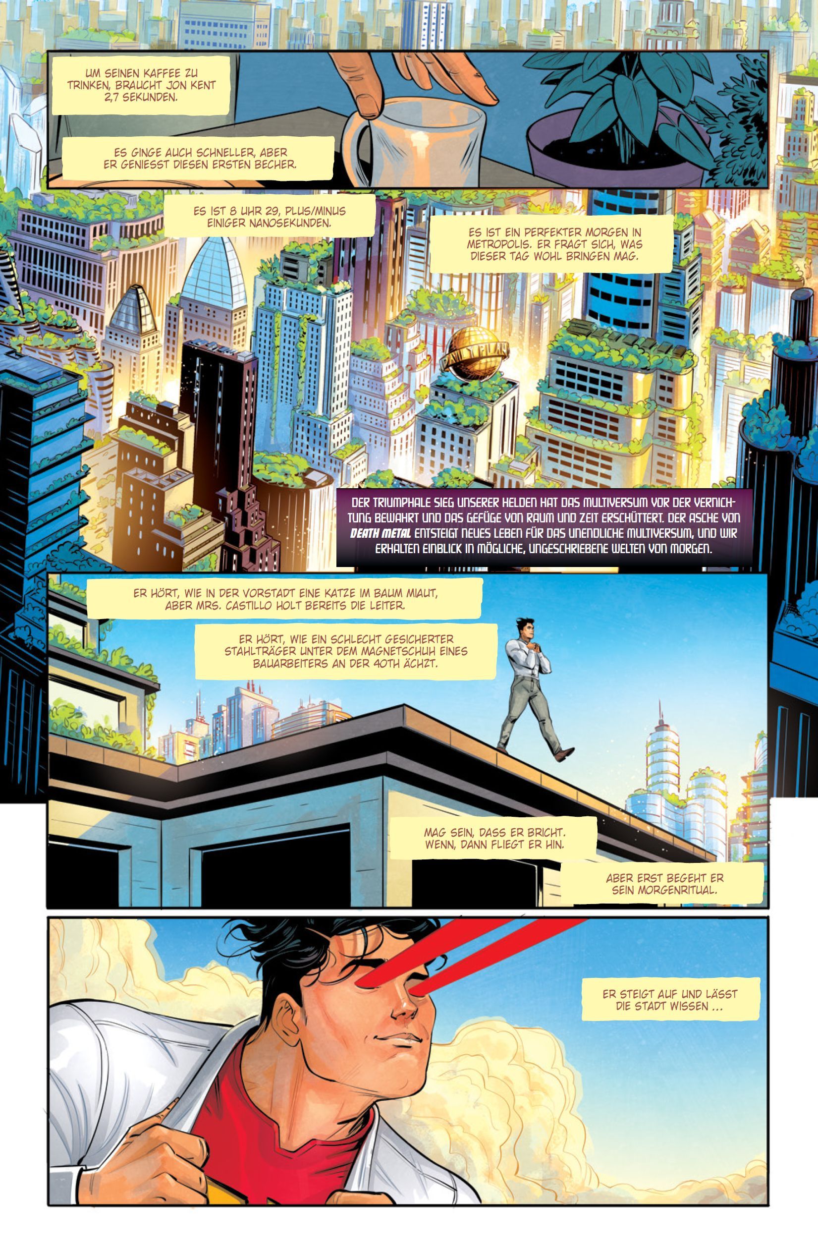 Stadt Skyline, Hochhäuser, Comic Panel, Grüne Pflanze, Becher/Glas