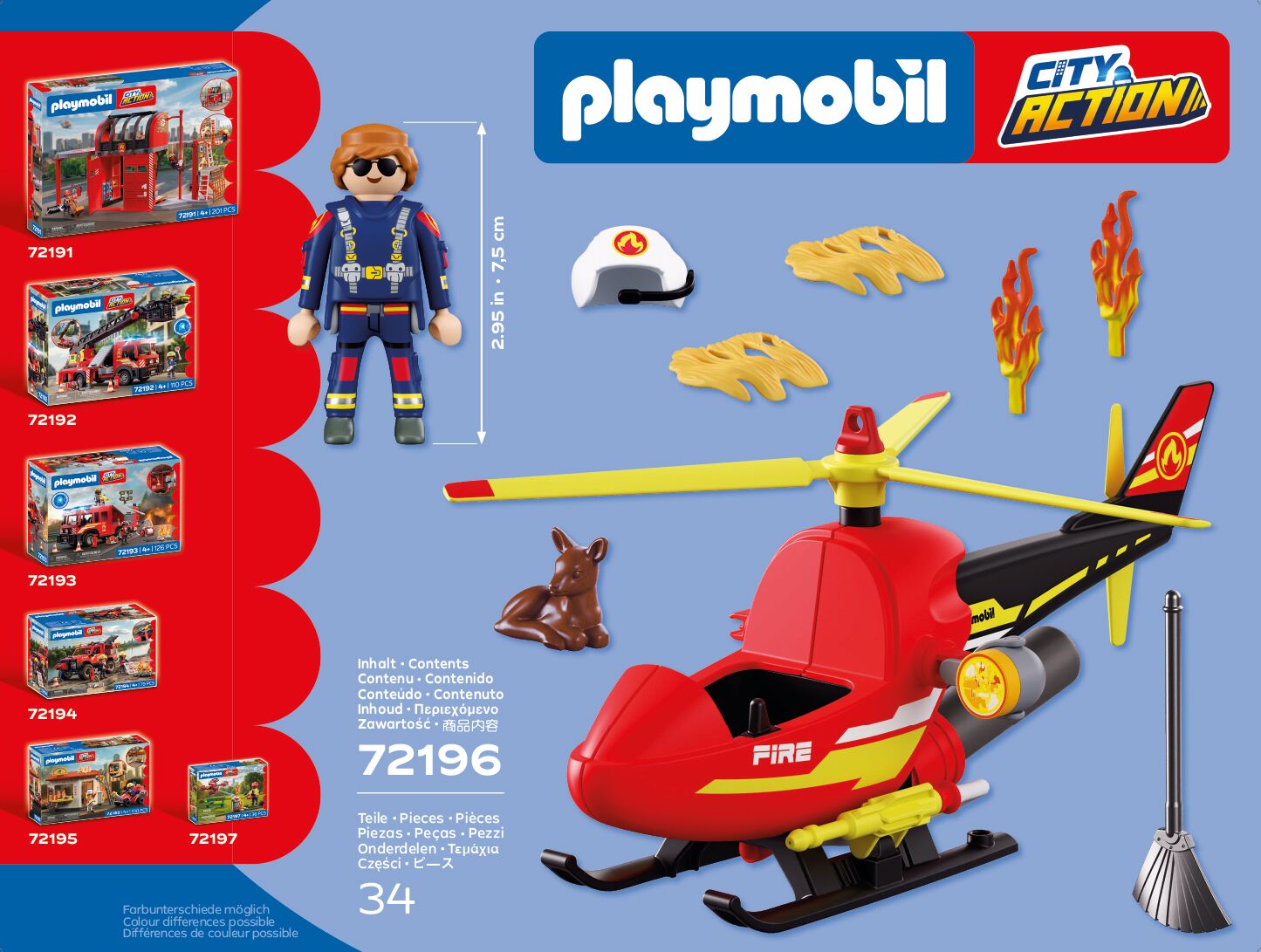 Playmobil: City Action - Feuerwehr-Helikopter Hubschrauber, Feuerwehr-Hubschrauber, Playmobil, Figur, Zubehör