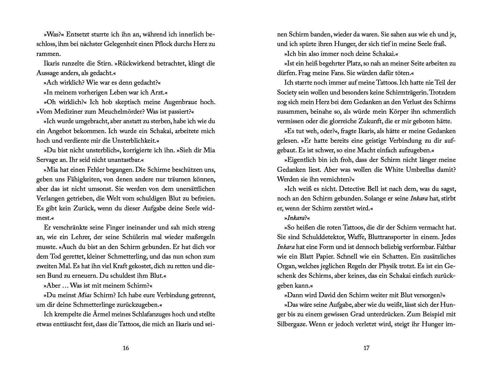 Red Umbrella Society Bd.2: Der Biss der Schlange Buchtseiten, Dialog, Deutschtext, Roman, Zwei-Seiten-Druckseite