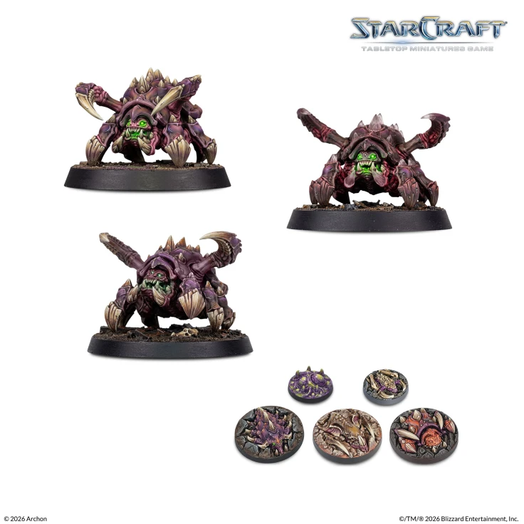 Starcraft TMG: Zerg - Starter Set Alien, Creature, Miniature, Gamer Figure, Base Stand
