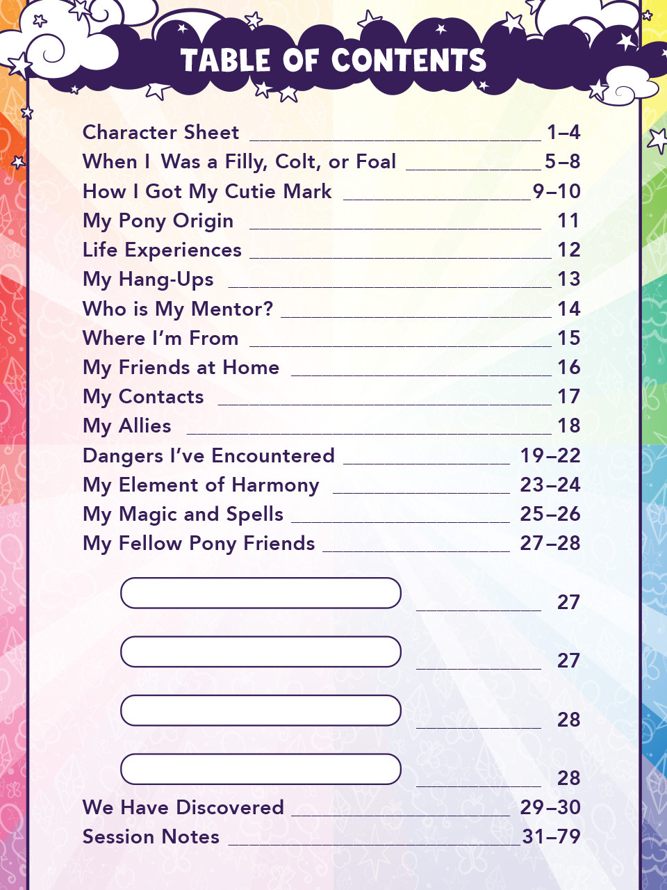 My Little Pony RPG: Expanded Character Sheet Journal My Little Pony RPG: Expanded Character Sheet Journal