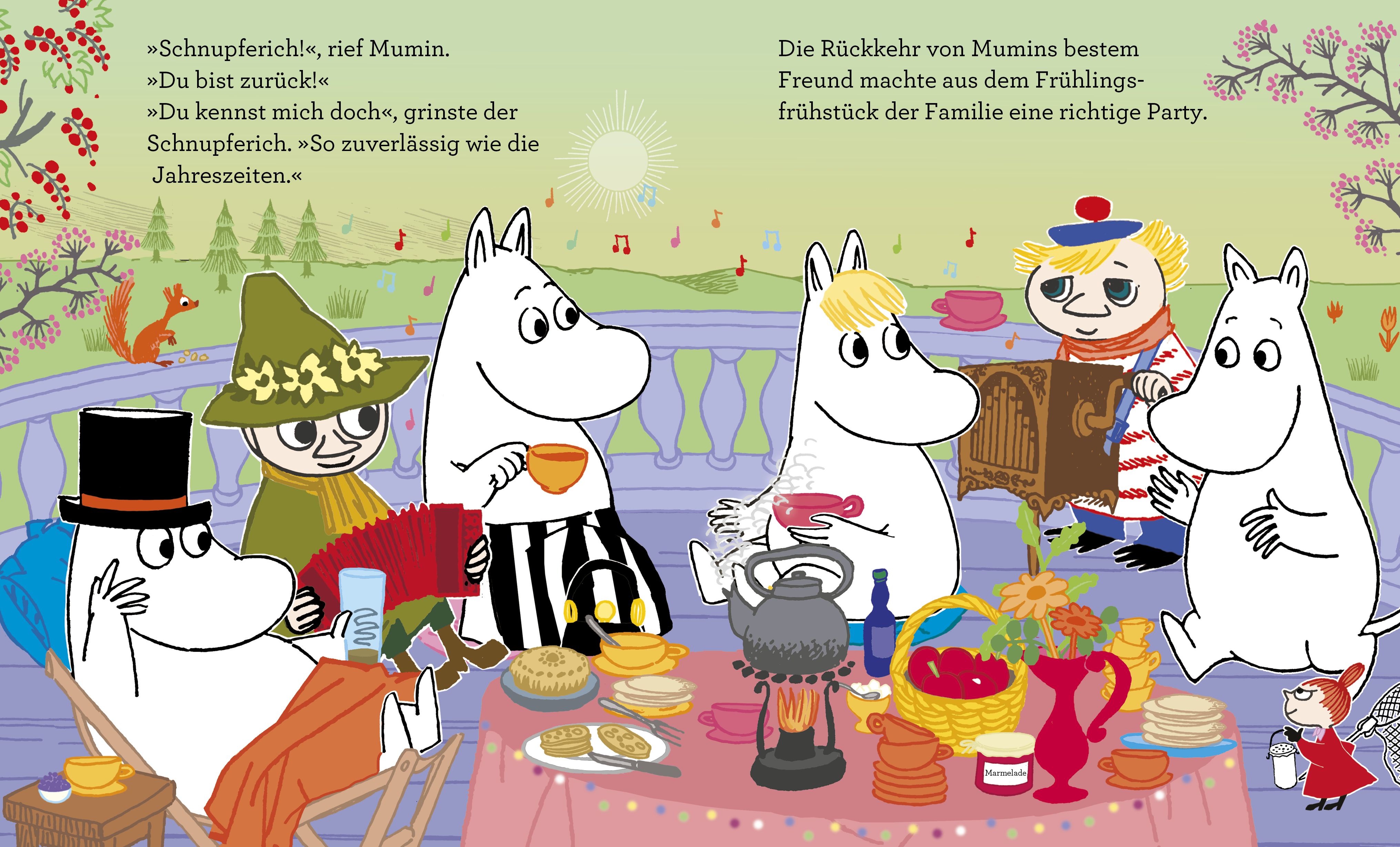 Mumins: Mumin und das Frühlingsglück Mumin, Picknick, Teppich, Frühstück, Korb