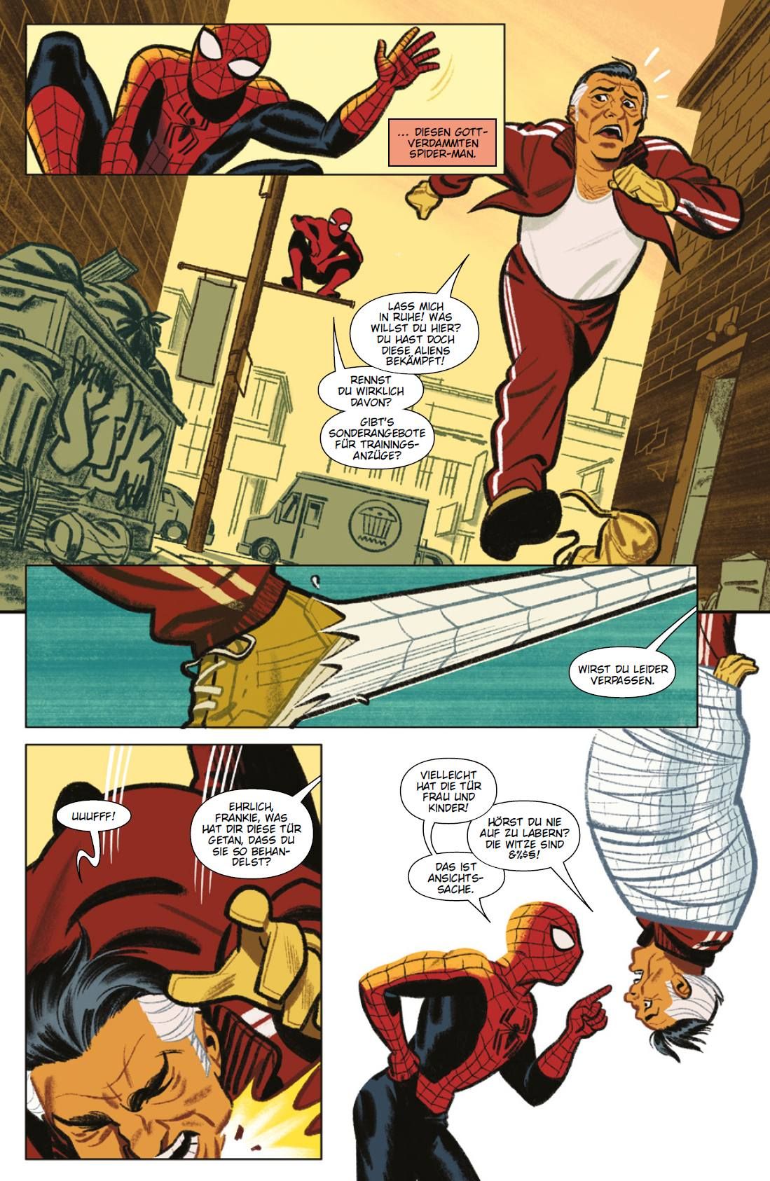 Amazing Fantasy präsentiert Spider-Man Comic, Spider-Man, Superheld, Flügelstiefel, Straßenszene