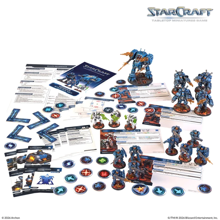 StarCraft Brettspiel, Miniaturen, Mech-Figuren, blauer Rüstungs, Markenlose Tokens