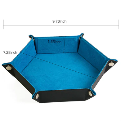 Velvet Leatherette Hex Dice Tray Blue Hex