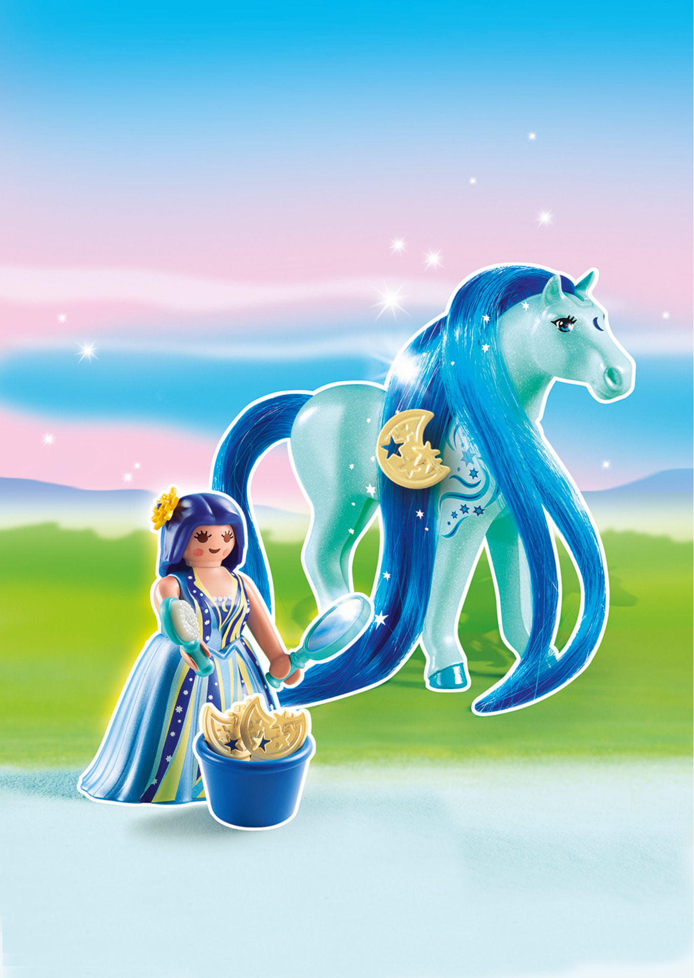 Playmobil: Princess - Kämmpferd Luna Pferd, Miniaturfigur, Mischung aus Fantasie, Puppe, Marschierendes Spielzeug