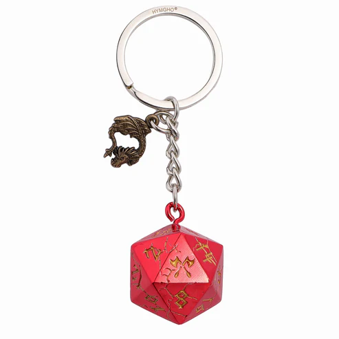 D20 Keychain Dragon Charm Barbarian Red