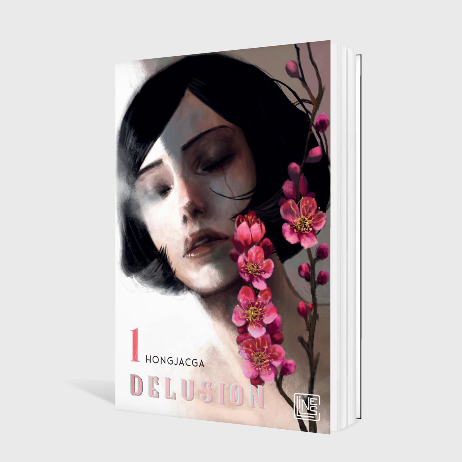 Portrait, Blume, Blütenzweig, Schwarzhaar, Delusion