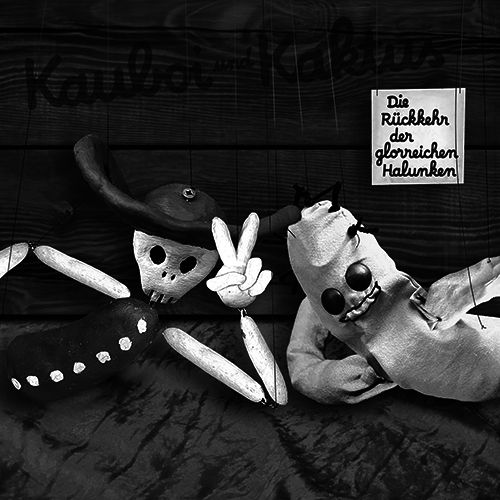Stockbild, selbstgemachte Puppen, Marionette, Karikatur-Puppen, Schwarzweiß