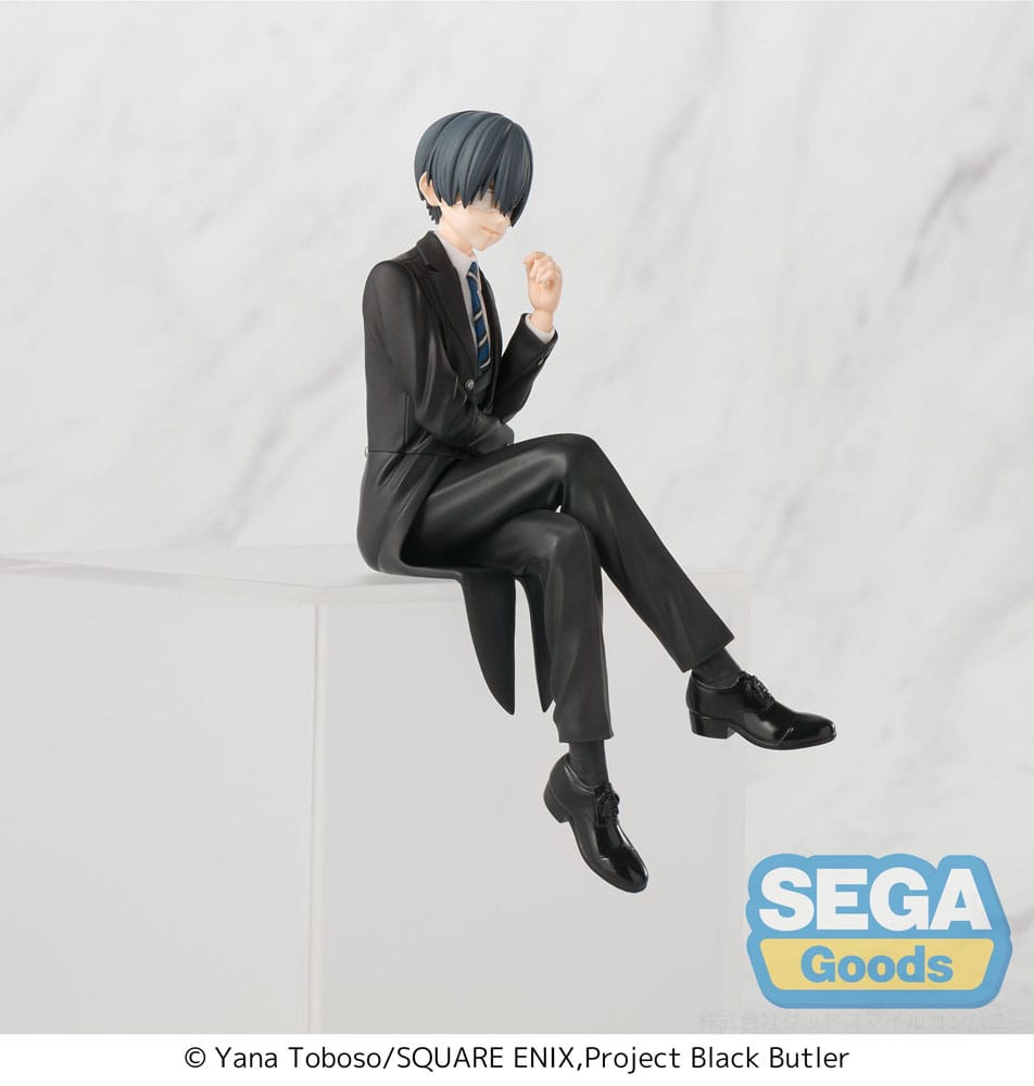 Black Butler PVC Statue: Ciel Phantomhive Perching Boarding School 14 cm figurine, figur, Anzug, schwarz, SEGA Goods