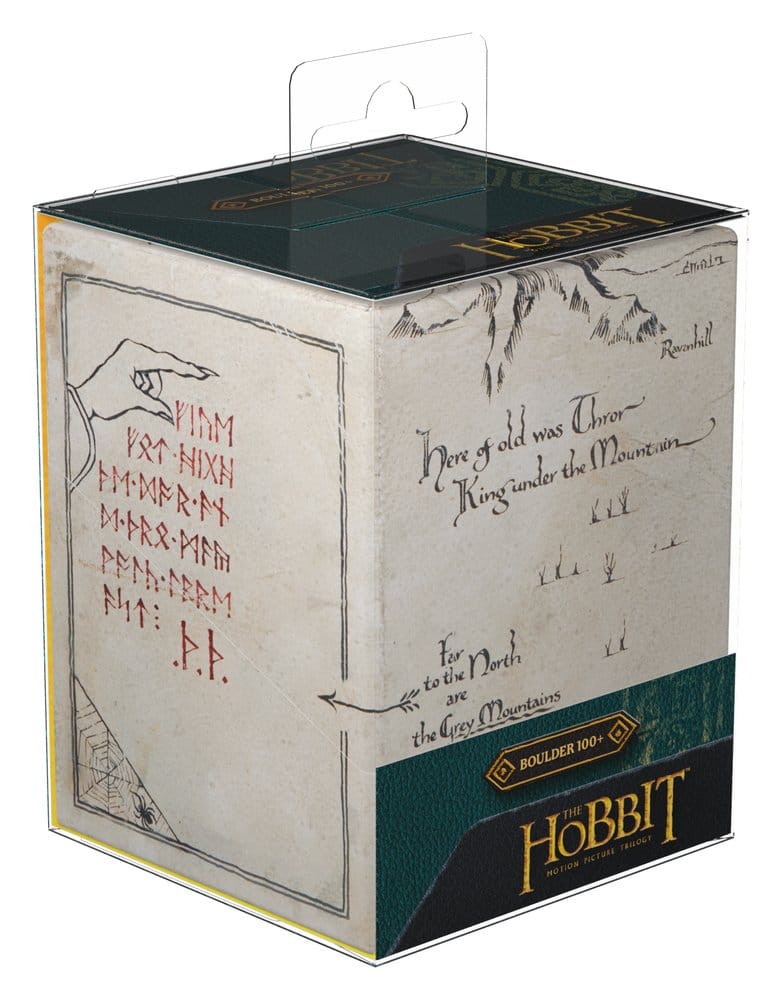 Ultimate Guard: Deckbox Boulder 100+ Hobbit - Thror's Map (Glow in the Dark) Buchverpackung, Hobbit, Rätselschrift, Kartonbox, Gedruckte Karte