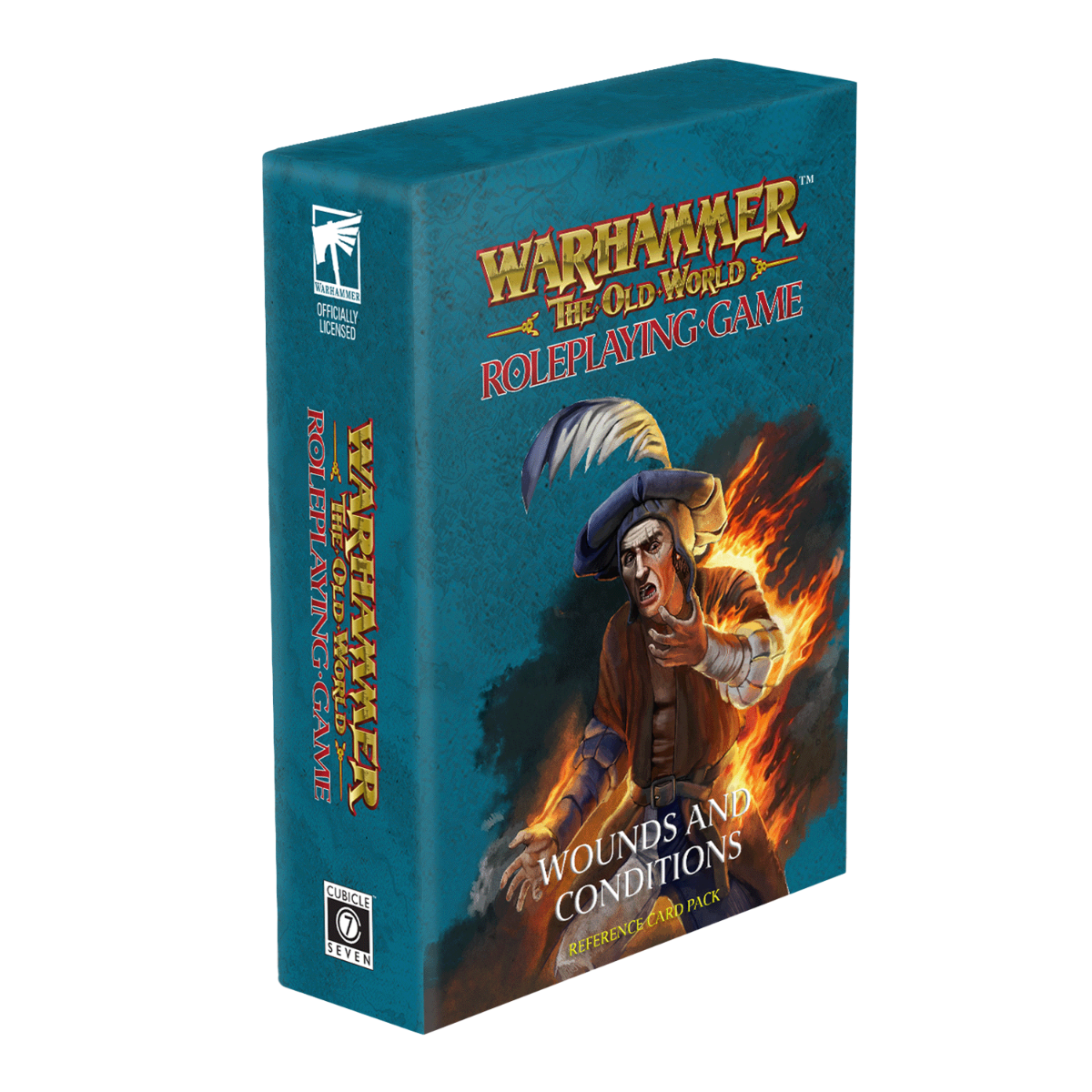 Warhammer The Old World RPG: Wounds & Conditions Deck Rollenspiel, Kartenspiel, Kartenspiel-Box, blaue Box, Box-Kunst
