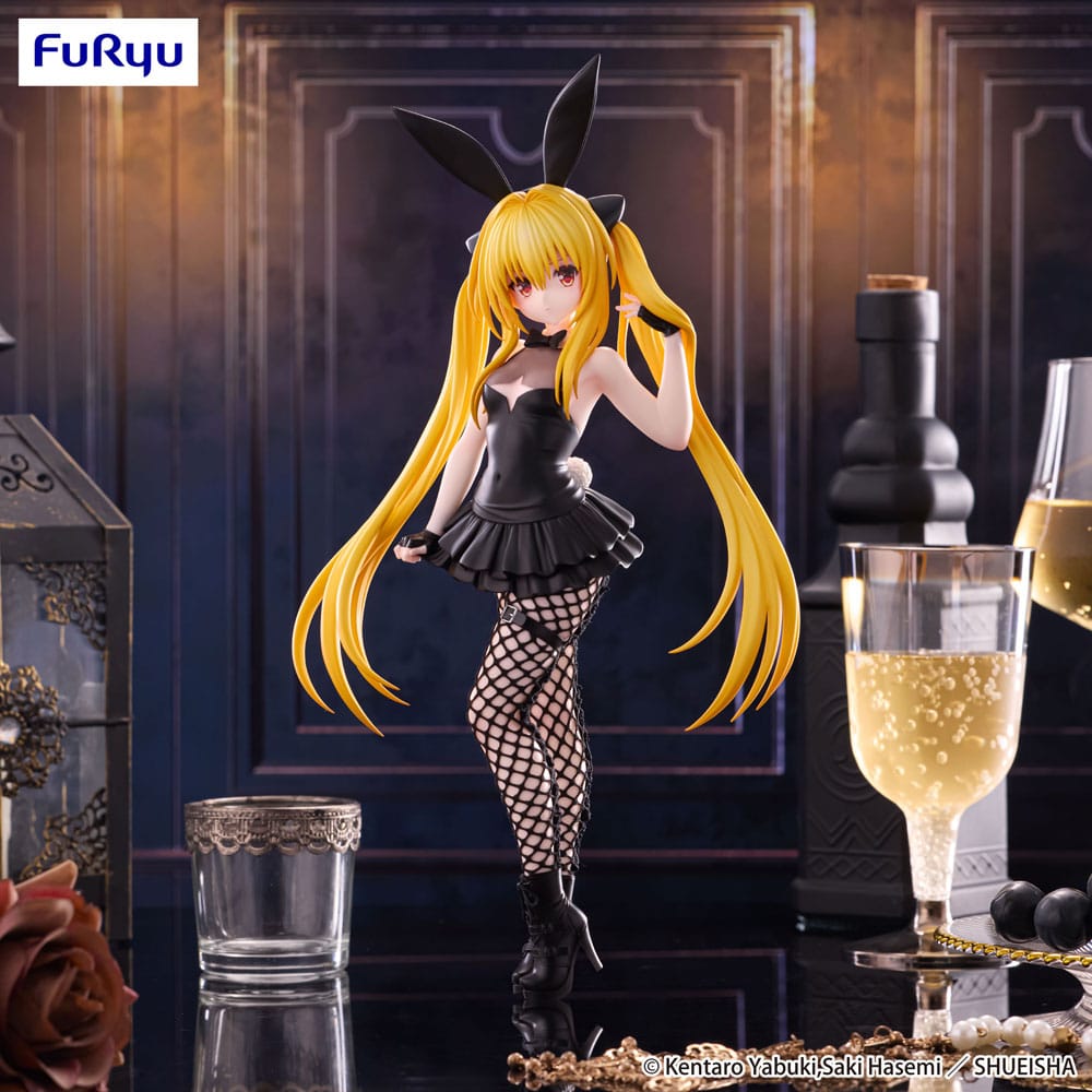 To Love Ru PVC Statue: Konjiki no Yami BiCute Bunnies 26cm figurine, figurine anime, ohrenkaninchen, schwarz outfit, strumpfhose netz