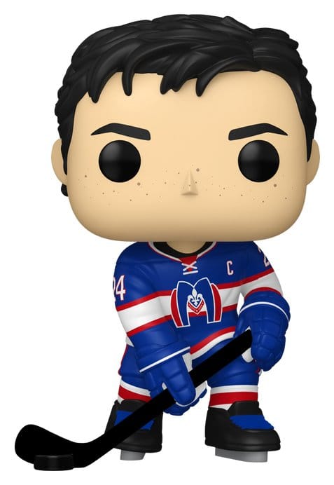 Eishockey-Figur, Eishockey-Spieler, Figur mit Stick, blaues Trikot, Schläger