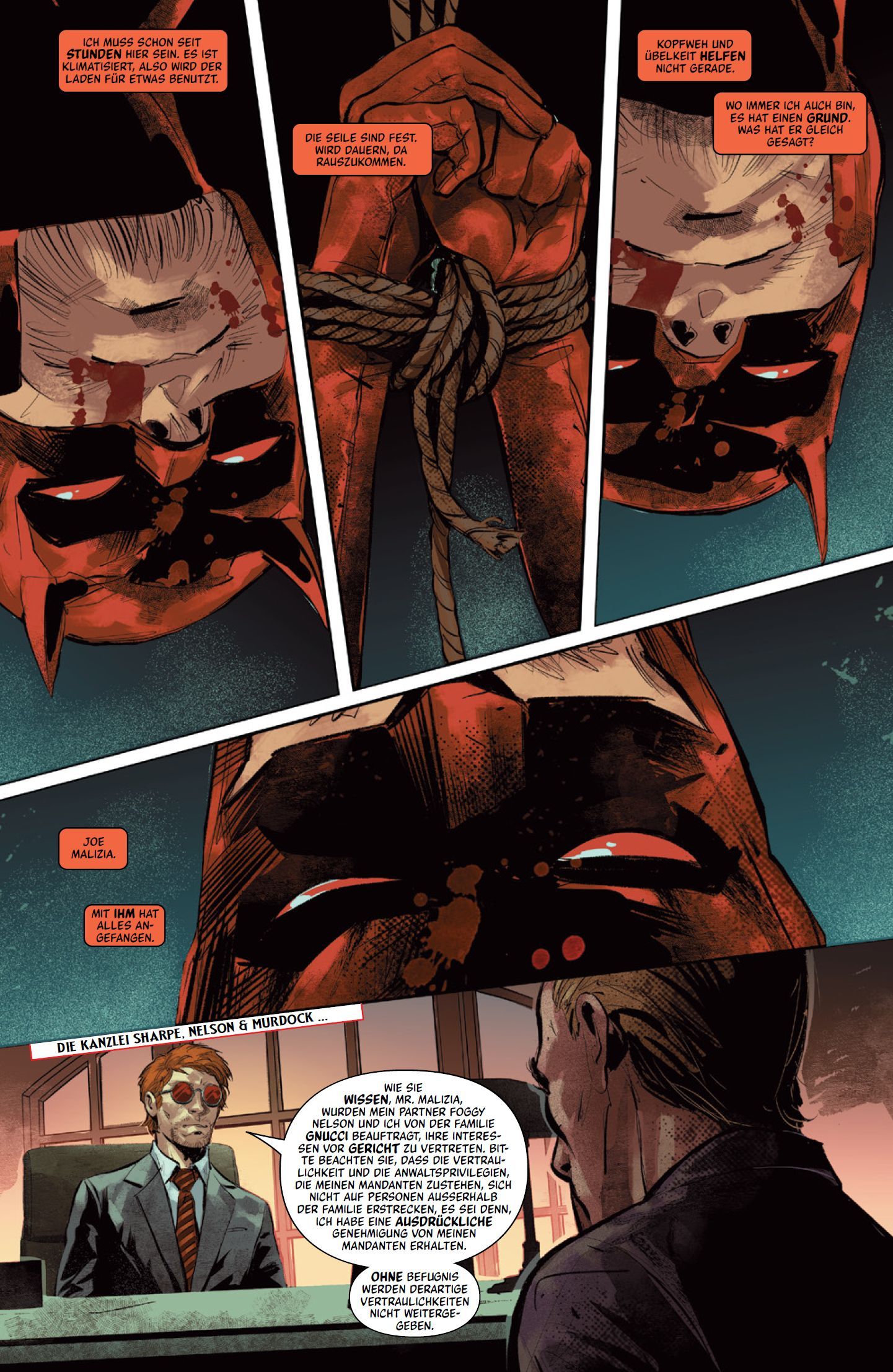 Daredevil/Punisher: Im Visier des Teufels Maske, Teufel, Comic, Panel, Blut
