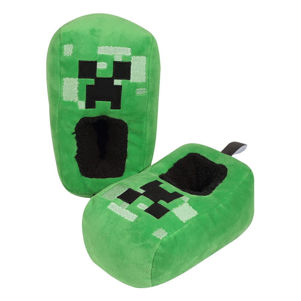 Minecraft: Hausschuhe Creeper L-XL Grün, Slipper, Hausschuh, Minecraft, Muster