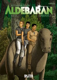 Dinosaurier, Raptor, Jungen mit Rucksack, Lianewald, Comic