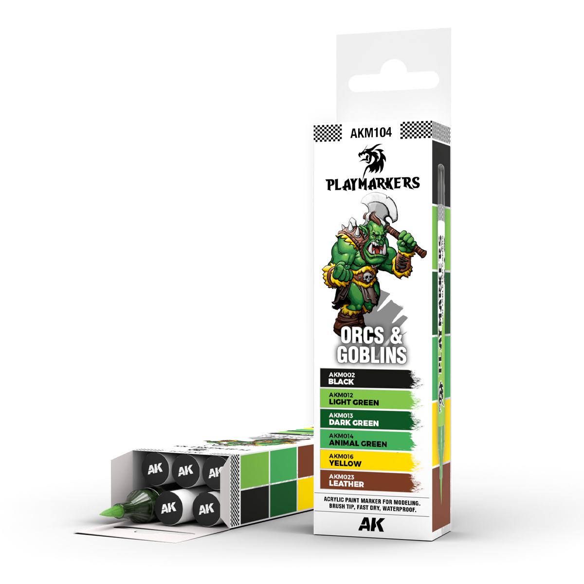 AK: Playmakers - Orcs & Goblins Kunstfarbe, Acrylfarben, Orks & Goblins, Pinselspitze, Farbpalette