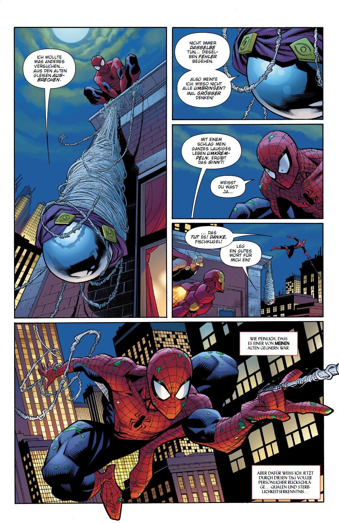spiderman, spinne, held, kletternd, stadtszene