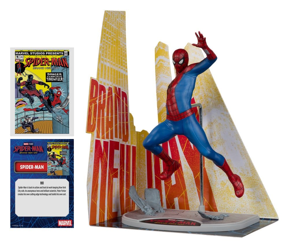 Marvel Collection: Statue Spider-Man (Brand New Day 2026) 24cm (mit Poster) Spider-Man Figurine, Superhelden-Figur, Plastikmodell, Aktionspose, Comic-Accessoire