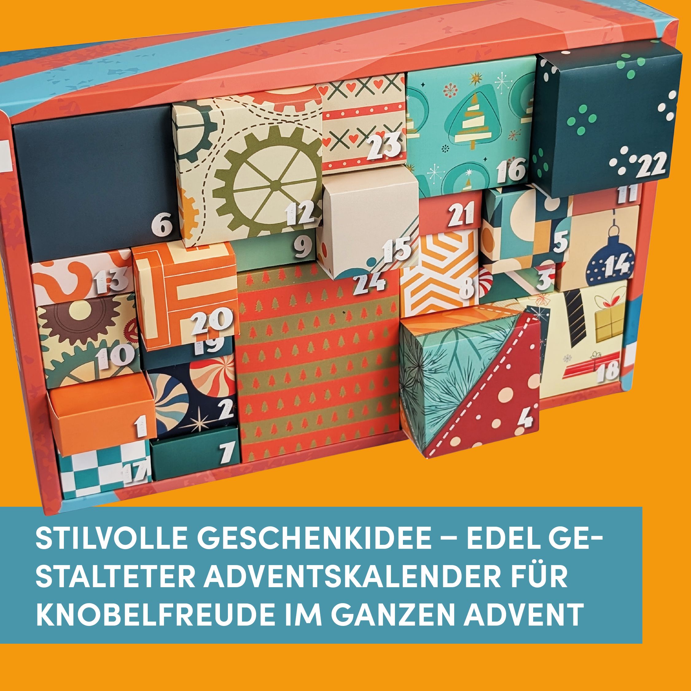 Adventskalender, Geschenkidee, Kartenmotiv, Mustertafel, Kalenderfenster