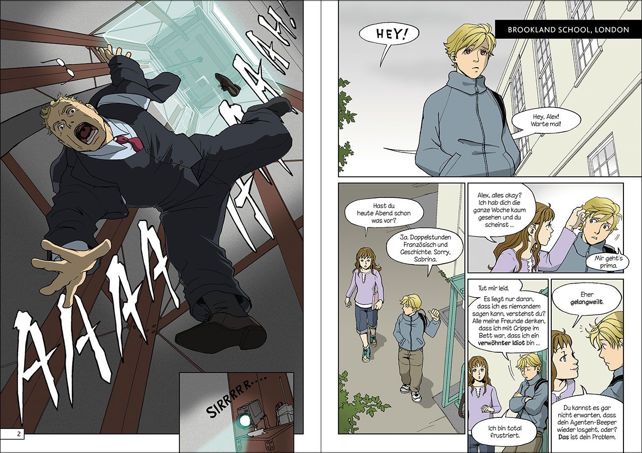 Comic, Action, Mann, Jacke, Sturz