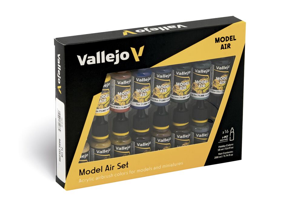 Vallejo Model Air: Set Basisfarben Modell Air Set, Acrylfarben, Miniaturfarben, Vallejo, Farbensatz