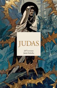 Judas buchcover, Judas, cover-art, männliche figur, feuerstachelrahmen