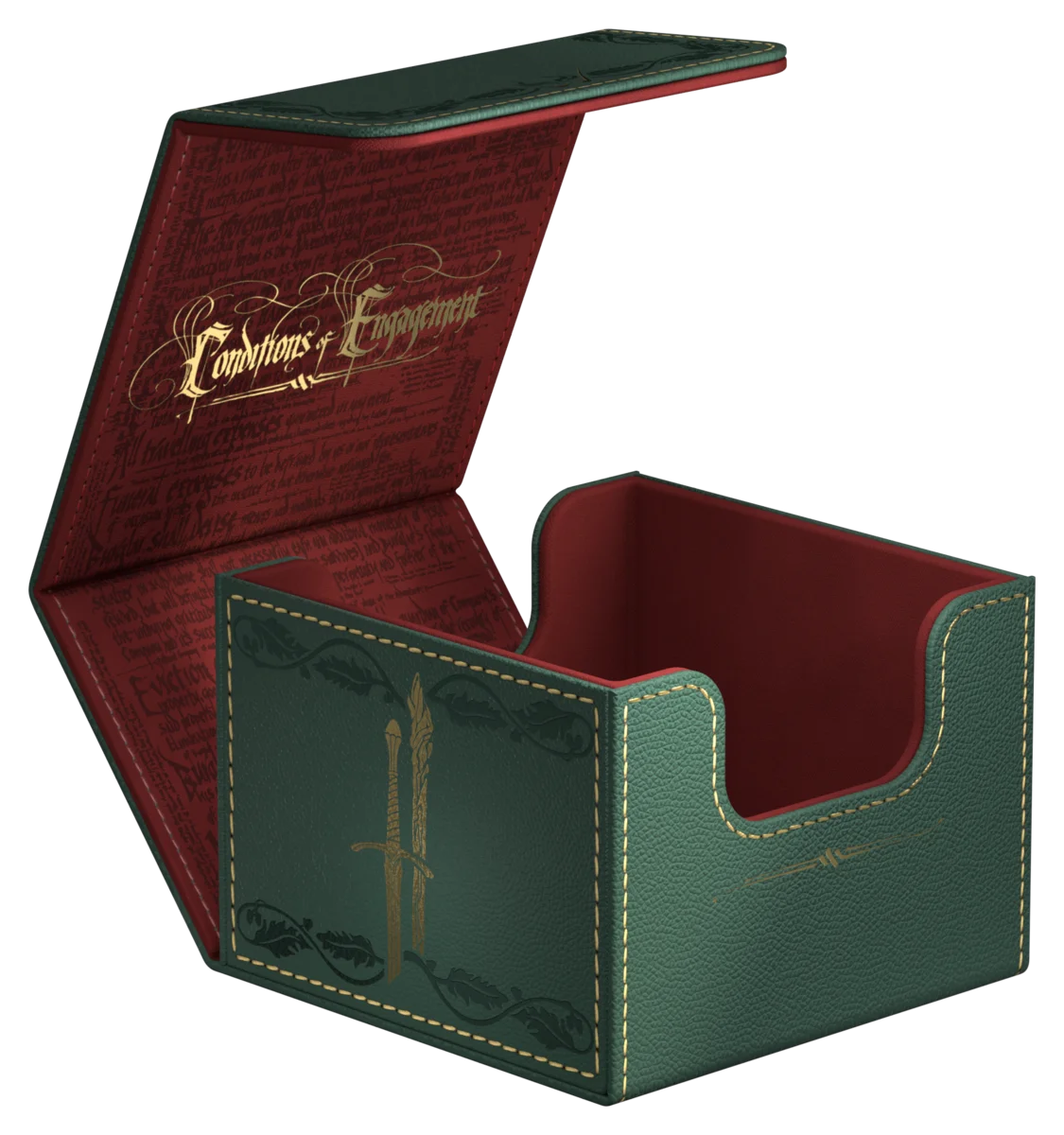 Ultimate Guard: Deckbox Sidewinder 133+ Xenoskin Hobbit - A Fateful Engagement Box, Grün, Leder, Schwert, Gravur