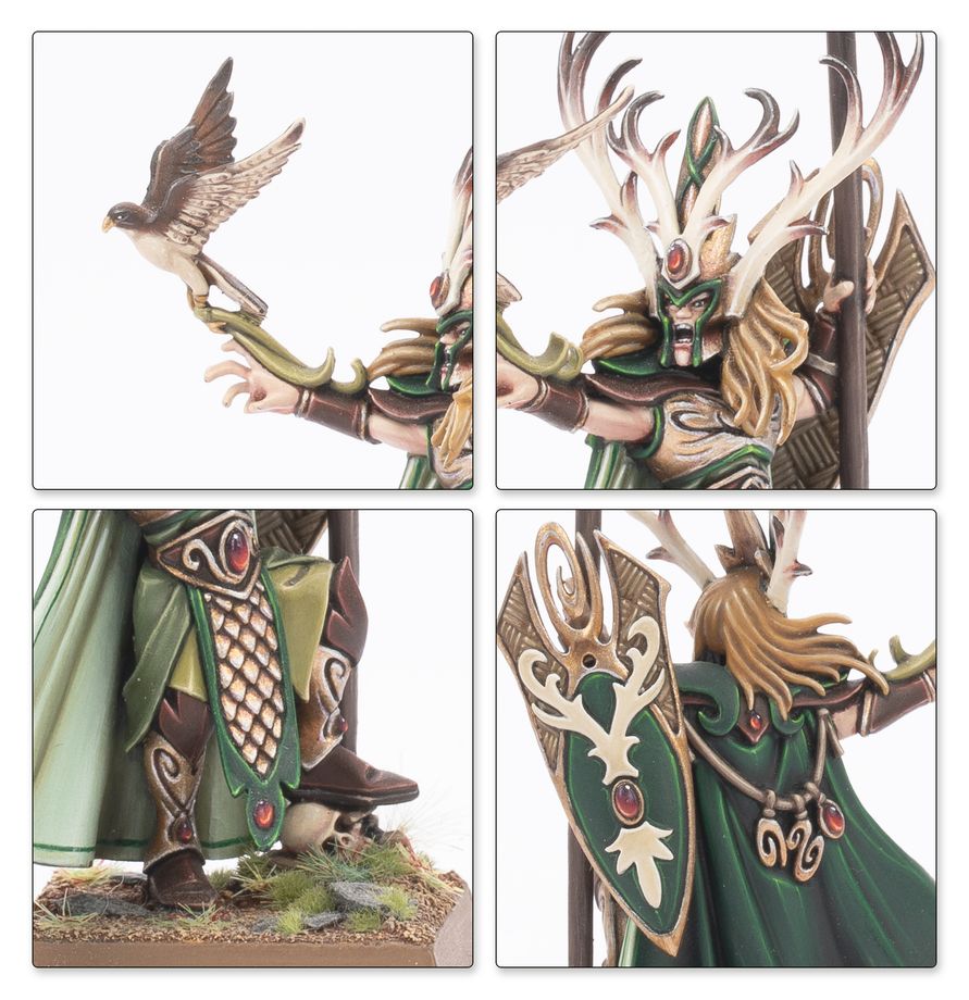 figurine, elf, armor, green, staff