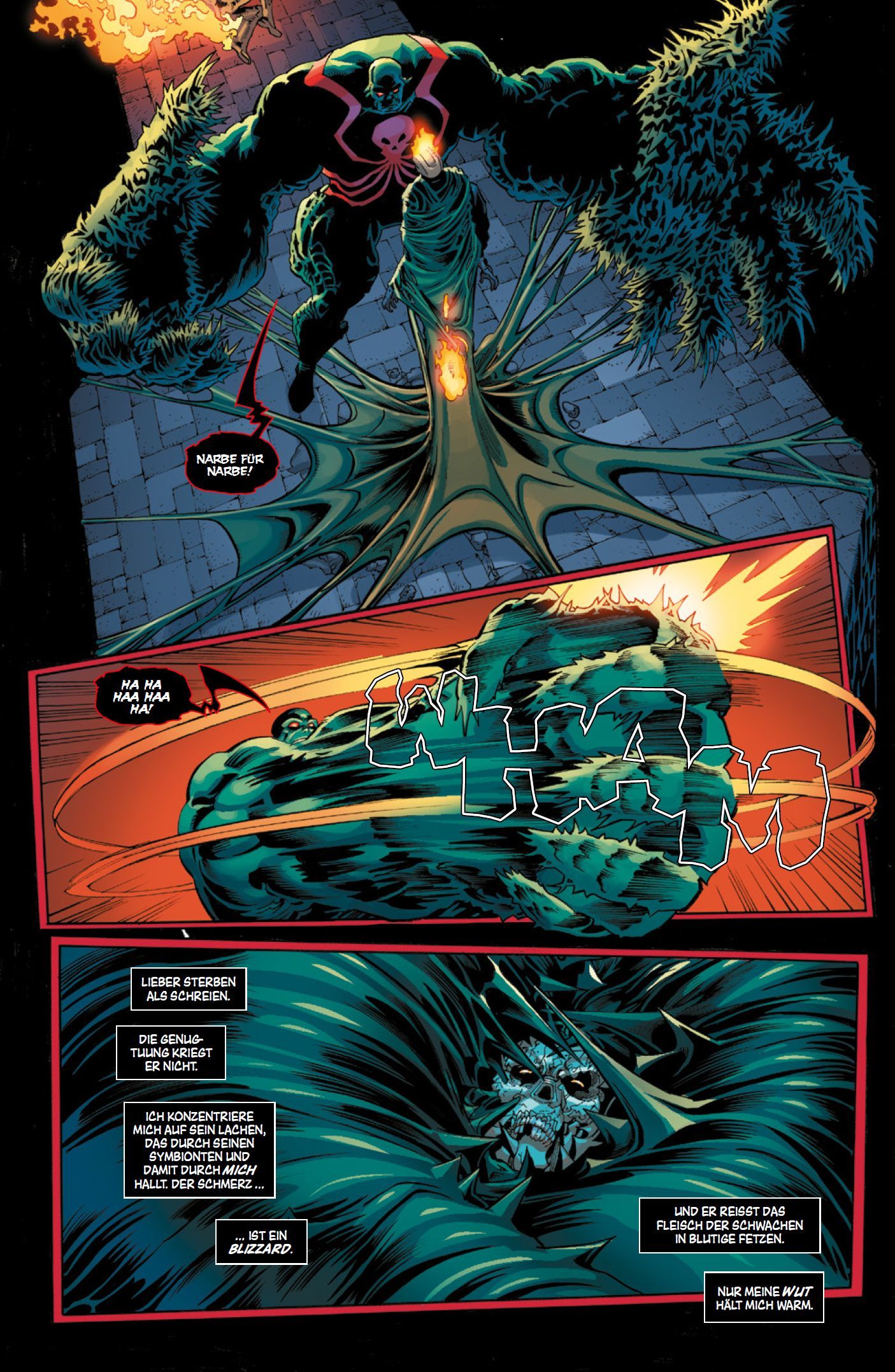 Avengers Forever Bd.1: Helden einer finsteren Welt Superhero, Monster, Blutige Szene, Comic-Szene, Nähe zur Explosion