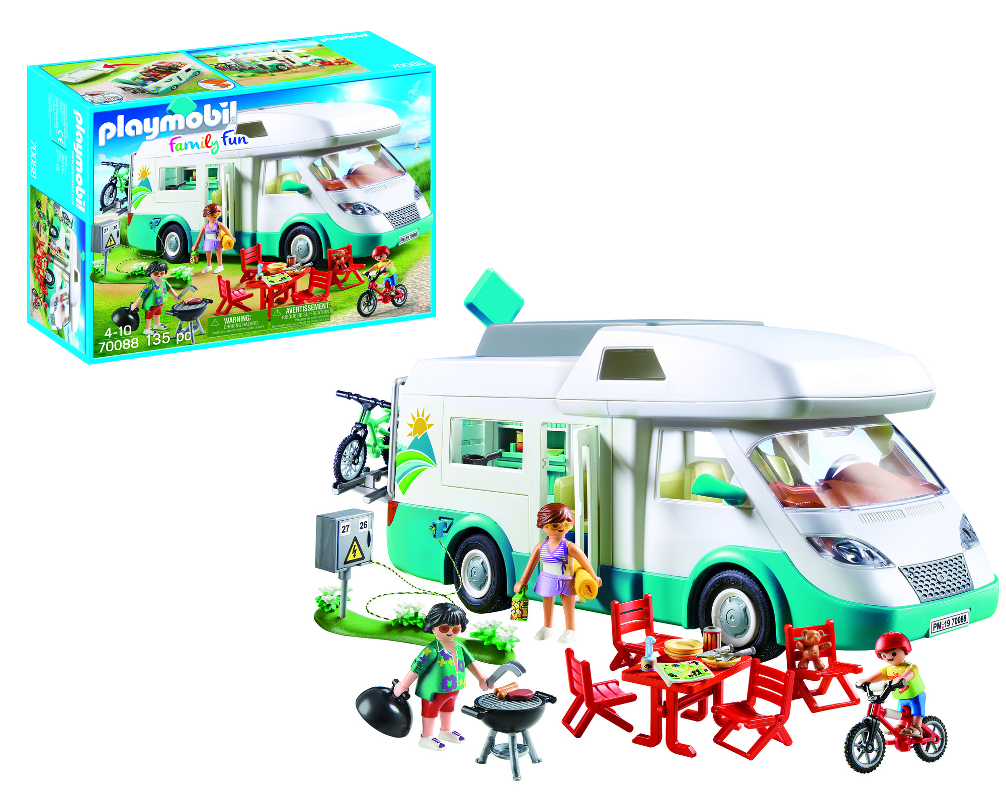 Playmobil: Family Fun - Familien-Wohnmobil Reisebus, Camping-Set, Figuren, Outdoor-Set, Bausatz
