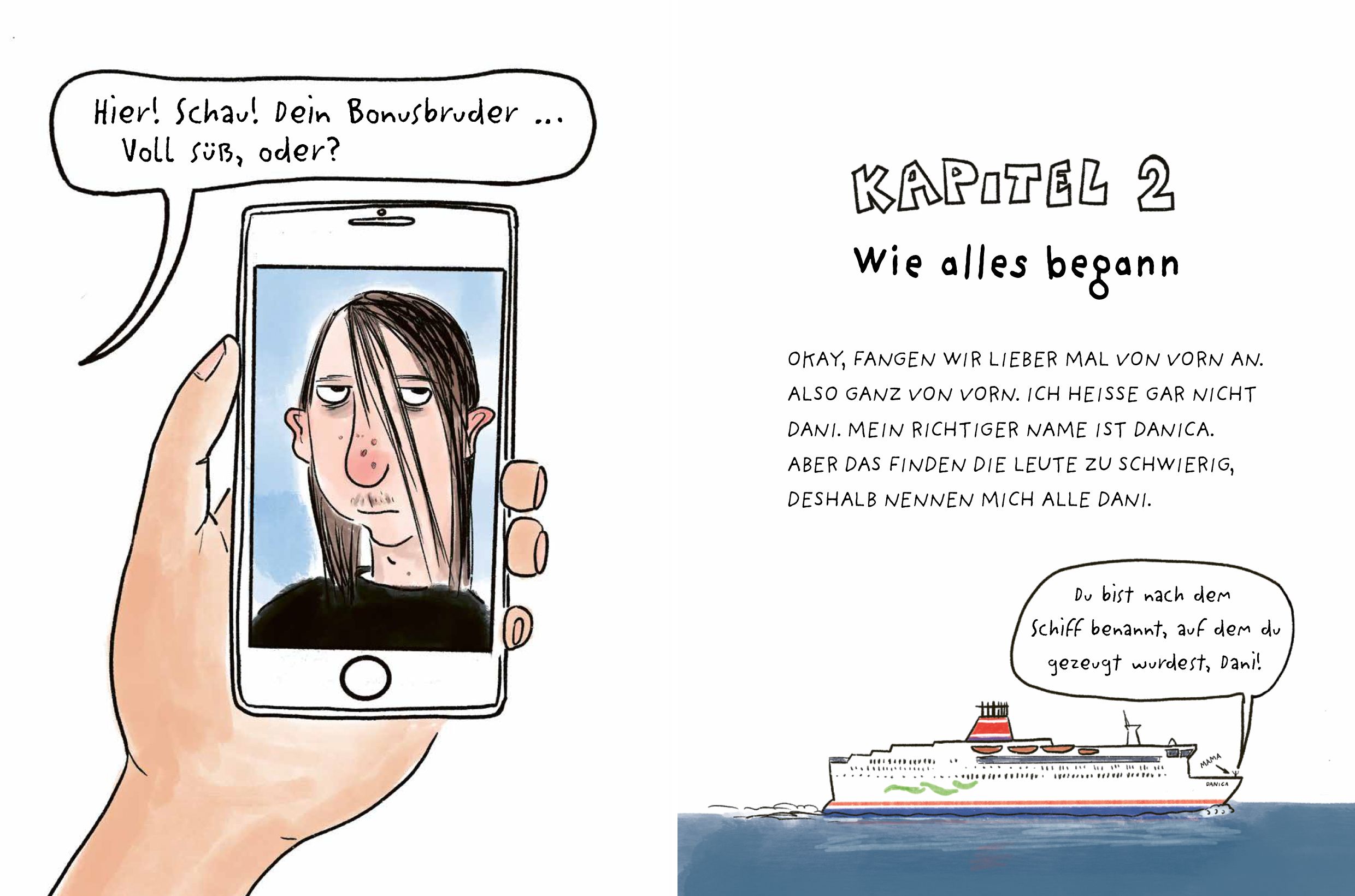 Comic, Seite Comic, Illustration, Schiff, Telefonbild