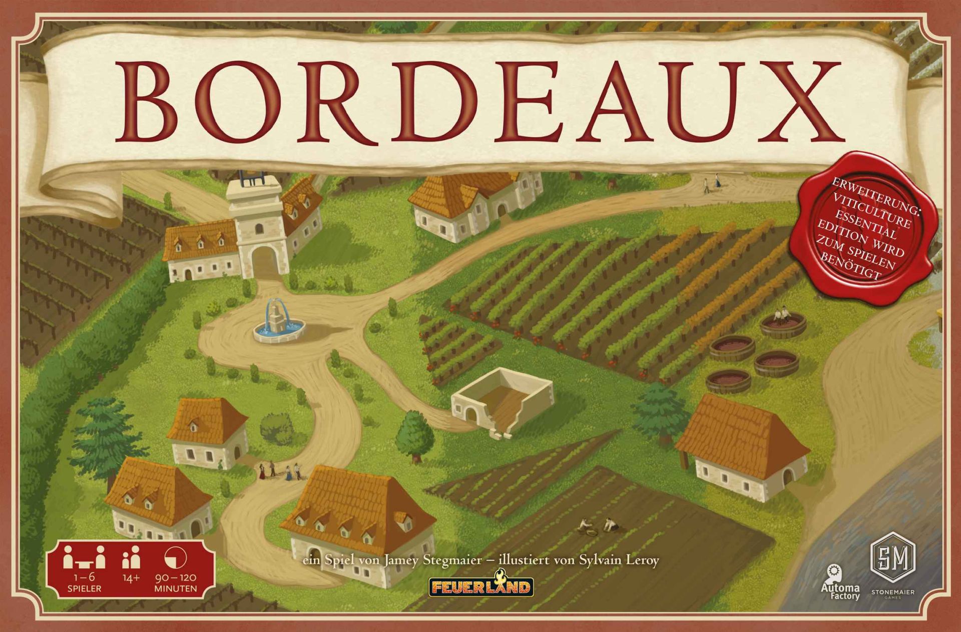 brettspiel, bordaux, weinberg, kacheln, fanöffnung